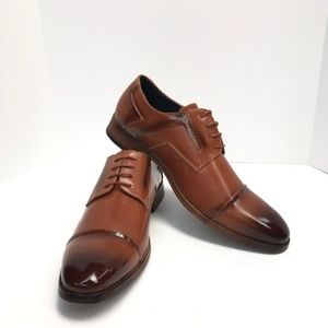 Amali Men's Tan Dress Shoes Oxfords Leather Lined Cap Toe Sizes 9.5 - 13